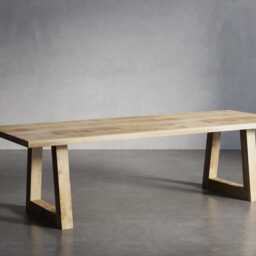 Solid Oak Dining Table With Trapezium Frame Wooden Legs 90x90 - Durable Hardwood 024 - thumbnail 3