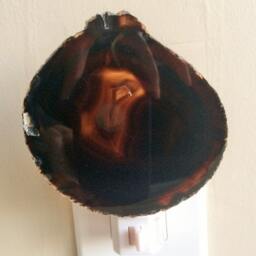 Dark Brown Agate Geode Night Light/Slice Nightlight Light Natural Gold Or Silver Edges Housewarming Gift - thumbnail 2