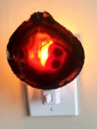 Dark Brown Agate Geode Night Light/Slice Nightlight Light Natural Gold Or Silver Edges Housewarming Gift