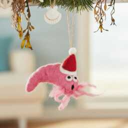 Festive Prawn - Christmas Felt So Good Hanging Decoration Biodegradable Handmade Neon Needle