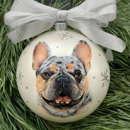 Custom Pet Portrait Ornament Hand-Painted Christmas Ball, Memorial - thumbnail 2