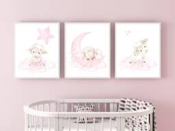 Sheep Nursery Wall Art Moon & Cloud Decor Print - thumbnail 1