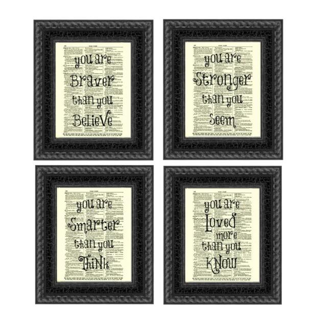 Classic Winnie The Pooh Quote Printed On Antique Dictionary Pages You Are Braver Than Believe Quote, Gift Set Of Four - image 1