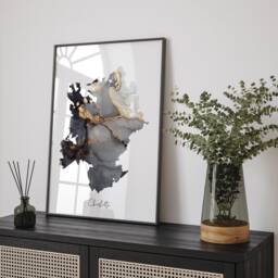 Charlotte Map Black & Gold Wall Art Print - North Carolina Usa United States Of America [Ev] - thumbnail 2