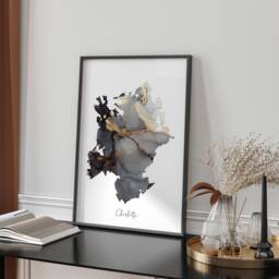 Charlotte Map Black & Gold Wall Art Print - North Carolina Usa United States Of America [Ev] - thumbnail 1