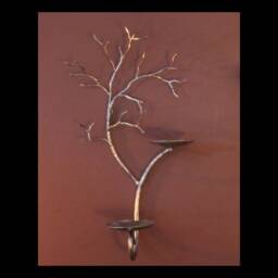 Left Hand Two Candle Metal Tree Sculpture Wall Sconce For Votive & Tea Candles - thumbnail 4