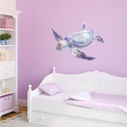 Purple Sea Turtle Wall Decal Ocean Life Removable Fabric Sticker - thumbnail 2
