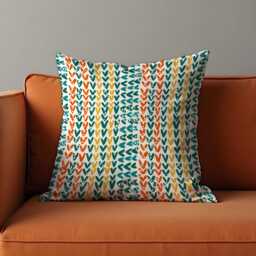 Colorful Heart Pattern Throw Pillow Cover, Whimsical Red, Yellow & Teal Decorative Cushion Case, Kids Boho Decor - thumbnail 2