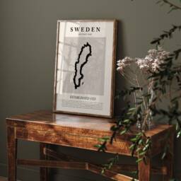 Abstract Sweden Map Vintage Wall Art Print Picasso + Matisse Inspired Travel Poster Oe - thumbnail 2