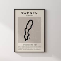 Abstract Sweden Map Vintage Wall Art Print Picasso + Matisse Inspired Travel Poster Oe - thumbnail 1
