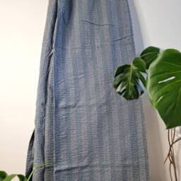 Kantha Stitch Pure Cotton Reversible Bed/Sofa Throw King Size - Handmade Handprinted Floral Dohar Elegant Grey Red Blue Christmas Blossom - thumbnail 4