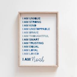 I Am Print, Positive Affirmation Boys Bedroom Inspirational Motivational Poster, Wall Art, Playroom, Kids Art - thumbnail 1