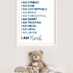 I Am Print, Positive Affirmation Boys Bedroom Inspirational Motivational Poster, Wall Art, Playroom, Kids Art - thumbnail 3
