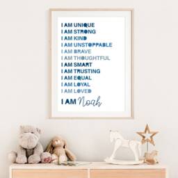 I Am Print, Positive Affirmation Boys Bedroom Inspirational Motivational Poster, Wall Art, Playroom, Kids Art - thumbnail 2