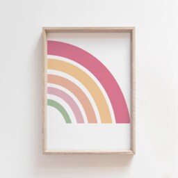 2 Girls Nursery Prints, Blush Pink, Rainbow Wall Art, Bedroom Pastel - thumbnail 3