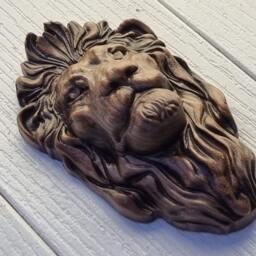 Lion Head Pediment Applique, Painted Carved Wood Face, Carving, Wall Art, Onlay, Lion, Rosette Lion - thumbnail 3