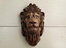 Lion Head Pediment Applique, Painted Carved Wood Face, Carving, Wall Art, Onlay, Lion, Rosette Lion - thumbnail 1