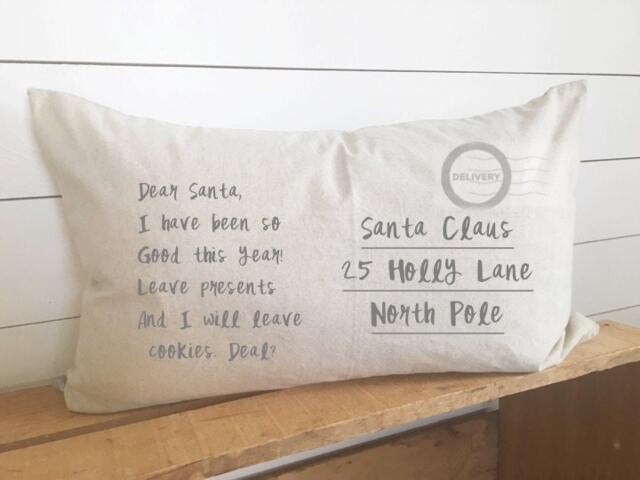 Santa Claus Letter Kidney Pillow Cover 16 X 26 // Christmas/Holiday Gift Accent Throw
