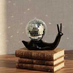 Disco Ball Snail Decor 70S Retro Glass Mirror Tile Figurine - thumbnail 3