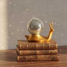 Disco Ball Snail Decor 70S Retro Glass Mirror Tile Figurine - thumbnail 2