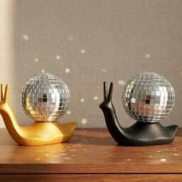 Disco Ball Snail Decor 70S Retro Glass Mirror Tile Figurine - thumbnail 4