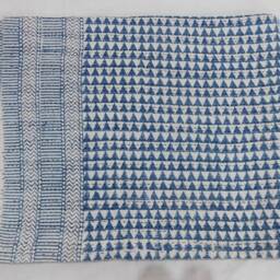 Handblock Cotton Kantha Quilt, Indian Bedspread Throw - thumbnail 2