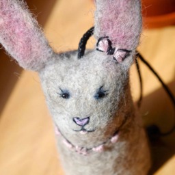Felted Bunny Key Bell Wool Rabbit Pouch, Couple Gift - thumbnail 4