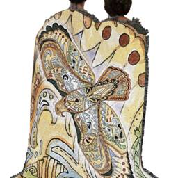Hawk Woven Tapestry Blanket, Native American Inspired, Pacific Northwest Totem Throw By Sue Coccia 100% Cotton Made in Usa 72x54 - thumbnail 3