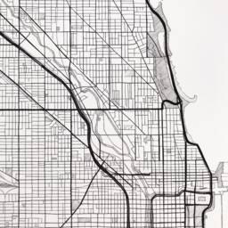 Chicago Map Hand Drawn Street Illinois City Drawing Black & White - Art Print Wedding Anniversary Graduation Gift Great Lakes - thumbnail 2