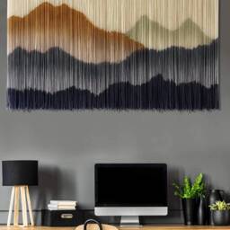 Large Boho Macrame Wall Hanging Dip Dye Yarn Tapestry - thumbnail 4