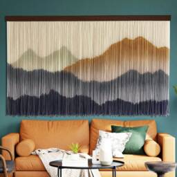 Large Boho Macrame Wall Hanging Dip Dye Yarn Tapestry - thumbnail 3