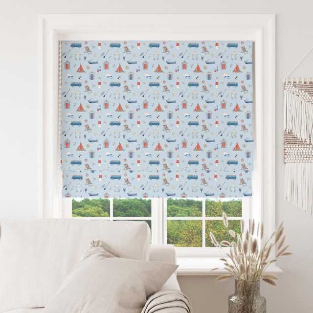 Custom Roman Blind - Emma Lawrence Seaside Stories Sky, Made To Measure Window Treatment - image 1