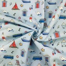 Custom Roman Blind - Emma Lawrence Seaside Stories Sky, Made To Measure Window Treatment - thumbnail 2