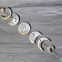 Lunar Decor Moon Phases Wall Hanging Phase Garland Gold Crystal Cycle Raw Citrine - thumbnail 2