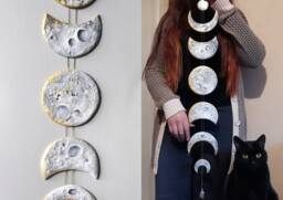 Lunar Decor Moon Phases Wall Hanging Phase Garland Gold Crystal Cycle Raw Citrine - thumbnail 1