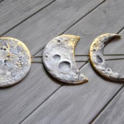 Lunar Decor Moon Phases Wall Hanging Phase Garland Gold Crystal Cycle Raw Citrine - thumbnail 3