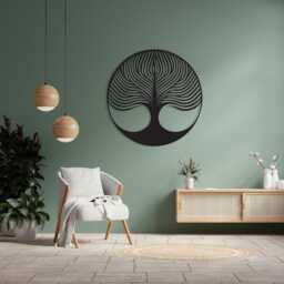 Modern Tree Of Life, Round Metal Wall Art, Abstract Nature Sign, Family Gift - thumbnail 3