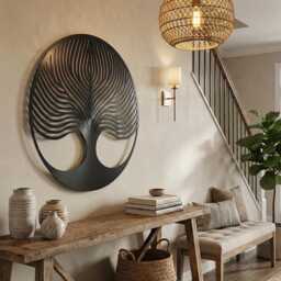 Modern Tree Of Life, Round Metal Wall Art, Abstract Nature Sign, Family Gift - thumbnail 4
