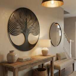 Modern Tree Of Life, Round Metal Wall Art, Abstract Nature Sign, Family Gift - thumbnail 2