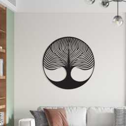 Modern Tree Of Life, Round Metal Wall Art, Abstract Nature Sign, Family Gift - thumbnail 1