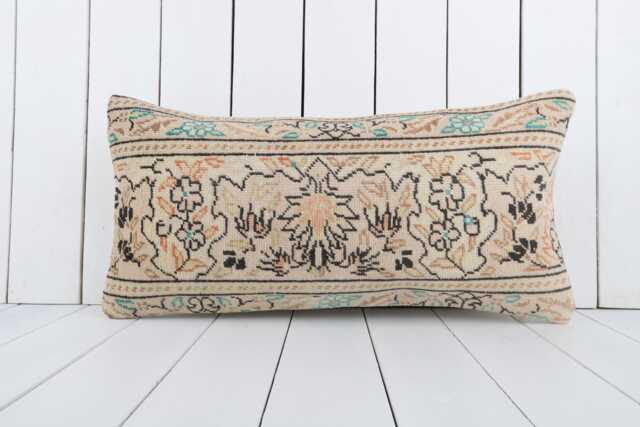 Vintage Turkish Kilim Pillow Cover, 12x24 Inch Decorative Lumbar Cushion - image 1
