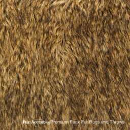 Faux Fur Throw Blanket - Luxury Golden Brown Wolf, Minky Lining - thumbnail 2