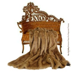 Faux Fur Throw Blanket - Luxury Golden Brown Wolf, Minky Lining
