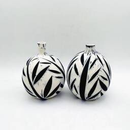 Vase Set Of 2, Ceramic Decor, Shelf Art, Pottery Gift, Hostess Housewarming Gift First Home, Leaves Vase, Handmade - thumbnail 3