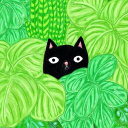 Cat Print/& Houseplants Houseplant Art Illustration Black Cats Plants - thumbnail 3