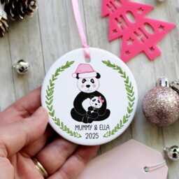 Personalised Panda Mum & Daughter Ornament - Cute Mother & Child Christmas Tree Decoration - thumbnail 1