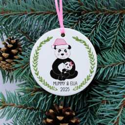 Personalised Panda Mum & Daughter Ornament - Cute Mother & Child Christmas Tree Decoration - thumbnail 2