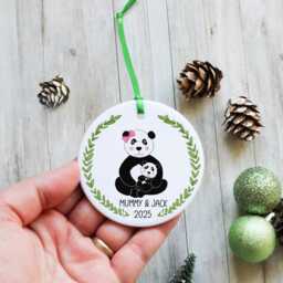 Personalised Panda Mum & Daughter Ornament - Cute Mother & Child Christmas Tree Decoration - thumbnail 4