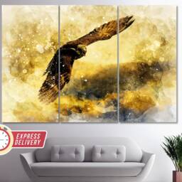 Eagle Flight Canvas Art, Bald Paintings, Print, Poster, Photo, Abstract Wall Art - thumbnail 3