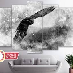 Eagle Flight Canvas Art, Bald Paintings, Print, Poster, Photo, Abstract Wall Art - thumbnail 4